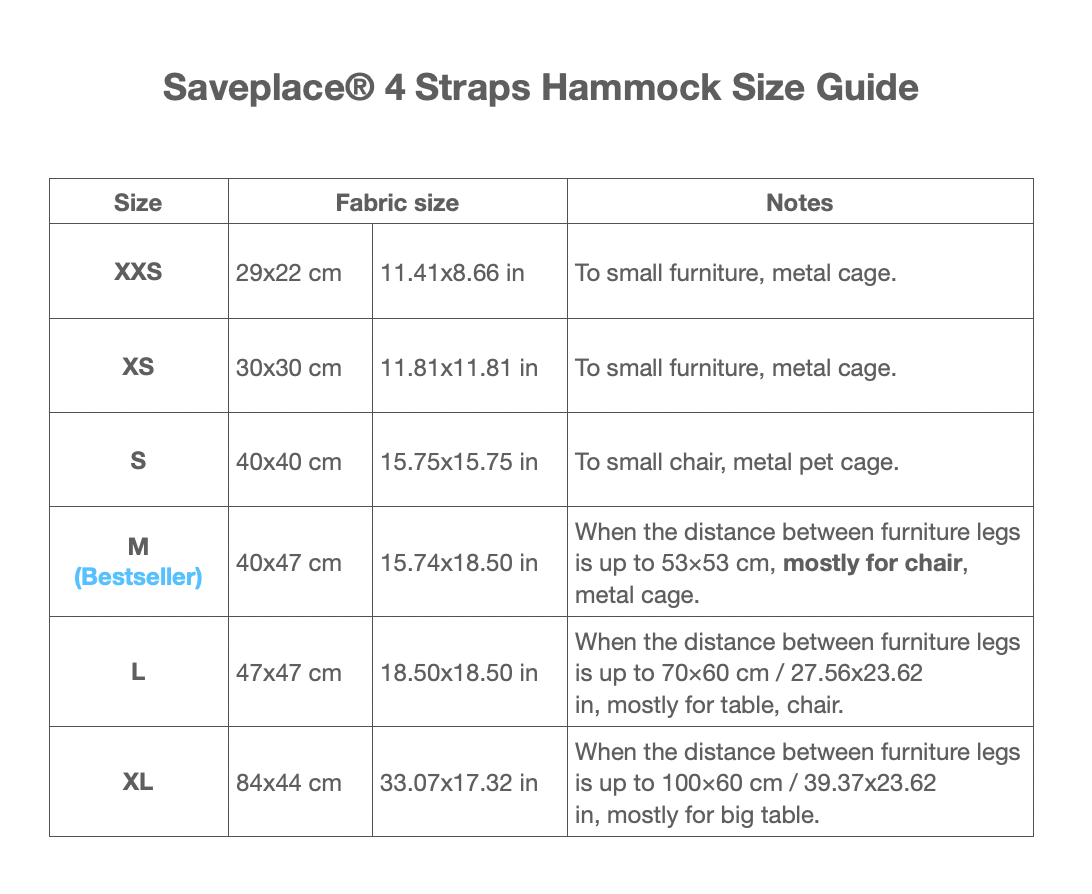 Saveplace® Hammock for Pets & Storage NATURE - in Cotton, 6 Sizes